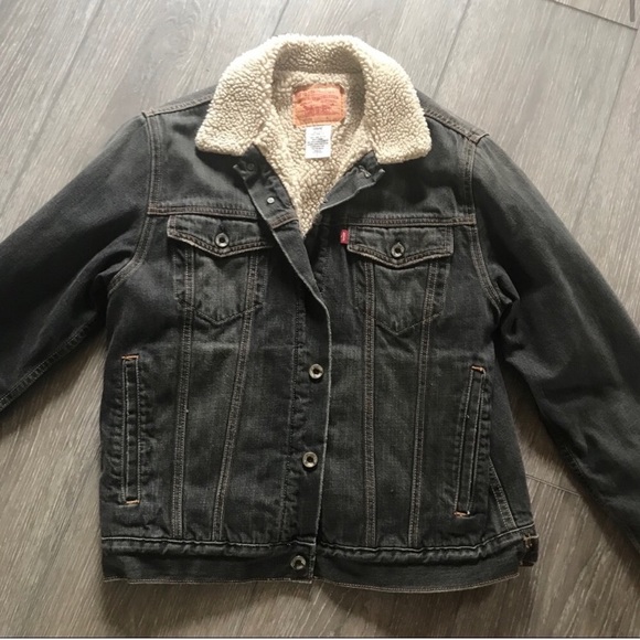 grey denim sherpa jacket